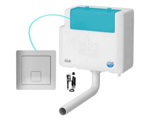 FNX Bathrooms Space-Saving Concealed Dual Flush Wc Cistern With Polished Chrome Square Push Button & Wras Approval