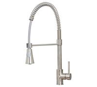 FNX Bathrooms Tirare Kitchen Tap Brushed Nickel Deck Mounted Lever Swivel Spout Rinse Spray
