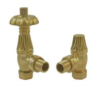 FNX Bathrooms Traditional Westminster Angled Thermostatic Radiator Valve (Trv) - Brushed Brass - 1/2" X 15mm
