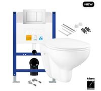 FNX Bathrooms Wall Hung Toilet Pan & Low Height Concealed Cistern Frame With Chrome Plate