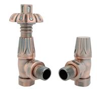 FNX Bathrooms Westminster Thermostatic Radiator Valve - Angled, Antique Copper, 1/2" X 15mm Connection