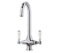 Fnx Bathrooms Xavier Chrome Dual Lever Monobloc Kitchen Mixer Tap With Swivel Spout