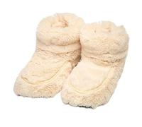 FNX Warmies Microwaveable Slippers | Heatable, Warm, Comfy Indoor Boots | Plush Faux Fur - Infused with Relaxing Lavender | For Cold Feet, Pain, Relaxation & Relief | Cream, One Size Fits Most
