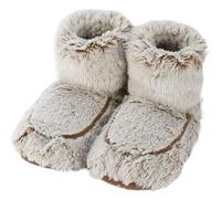 FNX Warmies Microwaveable Slippers | Heatable, Warm, Comfy Indoor Boots | Plush Faux Fur - Infused with Relaxing Lavender | For Cold Feet, Pain, Relaxation & Relief | Beige, One Size Fits Most
