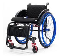 FNXBDPA Lightweight Adult Sports Wheelchair, Aluminium,non-foldable, 4-inch Swivel Wheels, 24-inch Rear Wheels, 13kg, 100kg Capacity(Seat width: 40cm,Blue)