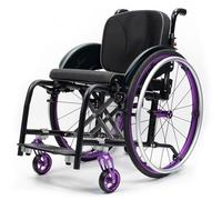 FNXBDPA Lightweight Aluminum Alloy Wheelchair,Sports Wheelchair,Adult, Foldable, Easy to dismantle(Purple,Seat Width: 40 cm)