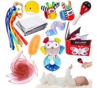 FNYUN 12pcs Sensory Toy Kit, Newborn Toys Set Colorful Sensory Toys for Babies 0 3 6 9 12 Months, Baby Sensory Toys for Autism ADHD, Presents Gifts for Newborn (12pcs)