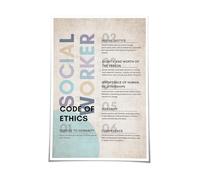 FNYUVNFAF Bathroom Wall Hanging Decorations Social Worker Code of Ethics Poster Mental Health Wall-Art Bedroom Decor Kitchen Artwork Print Pictures Unframed,08x12inch(20x30cm)
