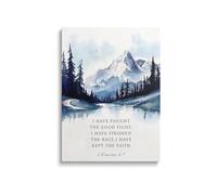 FNYUVNFAF Bible Verse Wall-Art I Have Fought The Fight 2 Timothy 4:7, Inspirational Christian Canvas Print Modern Watercolor Painting for Office Unframed,08x12inch(20x30cm)