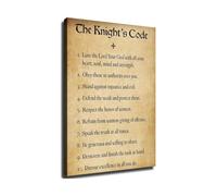 FNYUVNFAF Code of Chivalry Knight's Vow Poster - Medieval Knight Quote Wall-Art for D&D Room & Home Office Decor Unframed,08X12inch(20X30cm)