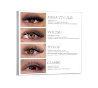 FNYUVNFAF Eyelash Extension Styles Chart Poster Volume Classic Hybrid Mega Volume Lash Map Guide for Lash Studio Decor and Training Reference Unframed,12X18inch(30X45cm)