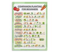 FNYUVNFAF Gift for Gardeners Companion Planting Cheat Sheet Easy Reference Poster for Raised Beds Herb Garden DIY Planter Box Framed,12x18inch(30x45cm)