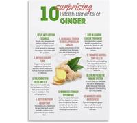 FNYUVNFAF Ginger Wellness Poster Informative Facts About Ginger Root Wall-Art Print for Kitchen Dining Room Home Decor Framed,16x24inch(40x60cm)