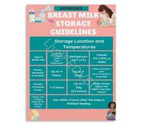 FNYUVNFAF How to Store Breast Milk Educational Poster Breastfeeding Guide Wall-Art Canvas for Postpartum Recovery Room Decor Framed,08x12inch(20x30cm)