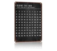 FNYUVNFAF Hundred Number Chart Metal Tin Sign Count to 100 Chalkboard Style Learning Tool Homeschool Room Wall Hanging 8 X 12 inch