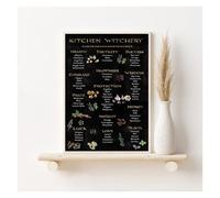 FNYUVNFAF Kitchen Witch Art Print Herbal Apothecary Poster Witchcraft Decor Magical Herbs and Recipes Canvas Wall-Art Gift for Halloween(Unframed,16x24inch(40x60cm))