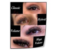 FNYUVNFAF Lash Artist Reference Poster Eyelash Extension Style Catalog Chart for Beauty Salon Wall Decor Client Consultation and Training Tool Framed,08x12inch(20x30cm)