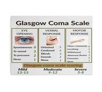 FNYUVNFAF Office Wall Art Glasgow Coma Scale GCS Guide Poster Canvas Print for Medical Decor Unframed,12x18inch(30x45cm)