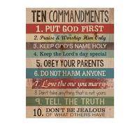 FNYUVNFAF Religious Education Ten Commandments Poster Christian Wall-Art for Church Sunday School Decor Home Office Bible Verse Inspirational Print Framed,08x12inch(20x30cm)