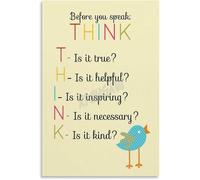FNYUVNFAF Respectful Communication Poster THINK Before You Speak SEL Rules Canvas for Childrens Room Wall-Art Unframed,12x18inch(30x45cm)
