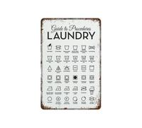 FNYUVNFAF School Laundry Metal Tin Sign Wash Temperature Spin Cycle Chart For Servants Quarter Guest House Mud Room Wall Hanging 8 X 12 inch