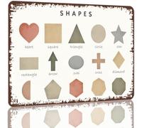 FNYUVNFAF Subtle Tone Shape Chart Weathered Metal Tin Geometric Introduction Nursery Wall Decor 8 X 12 inch