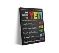 FNYUVNFAF The Power of Yet Growth Mindset, Motivational Chalkboard Wall-Art for Classroom Decor, School Counseling Office & Learning Space Framed,12x18inch(30x45cm)