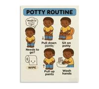 FNYUVNFAF Toddler Boy Potty Reward Chart Sticker Ready Toilet Routine Canvas Print for Bathroom Playroom Decor Framed,12x18inch(30x45cm)