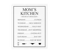FNYUVNFAF Vintage Mom's Kitchen Hours Tin Sign - Retro The Eatery Is Open, Funny Gift for Mother, Country Kitchen Wall Decoration FNYUVNFAF(Framed,08x12inch(20x30cm))