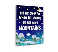 FNYUVNFAF Whimsical Nursery Wall Art - Let Him Sleep For When He Wakes Print, Inspirational Baby Boy Room Decor Gift for Parents Framed,16x24inch(40x60cm)