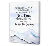 FNYUVNFAF You Can't Go Back and Change the Beginning Canvas Wall-Art, Motivational Quote Painting for Home Office, Inspirational Wall Decor for Workplace and Living Room(Framed,16x24inch(40x60cm))