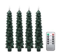 Fo32won LED Flameless Taper Candles Battery Operated with Remote and Timer, Set of 4 Christmas Real Wax Window Candlesticks with 3D Flame Wick, 10 Inches Flickering Christmas Candlesticks