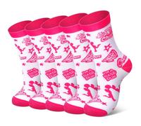 Foaincore 12 Pair Cheer Socks Bulk for Women Girls Mid Calf Cheerleading Team Socks Cheerleader Gift Cheer Stuff Accessories, Rose Pink, M