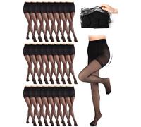 Foaincore 24 Pairs Pantyhose Bulk Women's Control Top Pantyhose Multipack Stockings Sheer Tights for Women, Black, M