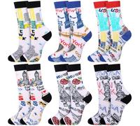 Foaincore 6 Pcs New York Souvenirs Socks NYC Gifts NY Souvenirs USA Keepsakes New York Crew Socks Comfortable Athletic Running Stockings Gifts for Women Men Traveler Birthday Mother Teacher