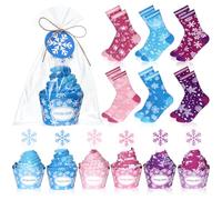 Foaincore 6 Set Funny Snowflake Cupcake Socks for Women Warm Winter Christmas Cupcake Socks with Clear Gift Bag Christmas Funny Decorations for Women Men Home Birthday Gifts