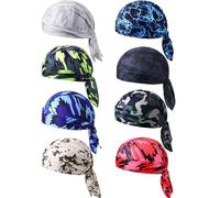 Foaincore 8 Pack Do Rag Skull Caps for Men Sweat Wicking Doo Rags Cooling Helmet Liner Cycling Motorcycle Bandana, As the Pictures Shown, One size
