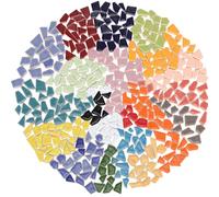 Foaincore 800 Pcs Mixed Shapes Mosaic Tiles for Crafts Bulk Ceramic Glass Mosaic Pieces Colorful Stained Glass Kits for Adults DIY Making Supplies Art Projects, Mixed Colors, 0.5 x 2 cm