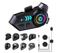 Foaiskygod Motorcycle Helmet Bluetooth Headset, Helmet Speakers with 2 Type Mics,1000mAh Large Battery Motorcycle Headphones IP67/Automatic Answer/Call Music Control/Noise Cancellation/Wake up Siri