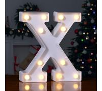 Foaky LED Letter Lights Sign 26 Alphabet Light Up Letters Sign for Night Light Wedding Birthday Party Battery Powered Christmas Lamp Home Bar Decoration (X)