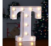 Foaky LED Letter Lights Sign 26 Alphabet Light Up Letters Sign for Night Light Wedding Birthday Party Battery Powered Christmas Lamp Home Bar Decoration (T)