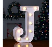 Foaky LED Letter Lights Sign 26 Alphabet Light Up Letters Sign for Night Light Wedding Birthday Party Battery Powered Christmas Lamp Home Bar Decoration (J)