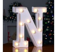 Foaky LED Letter Lights Sign 26 Alphabet Light Up Letters Sign for Night Light Wedding Birthday Party Battery Powered Christmas Lamp Home Bar Decoration (N)