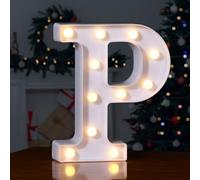 Foaky LED Letter Lights Sign 26 Alphabet Light Up Letters Sign for Night Light Wedding Birthday Party Battery Powered Christmas Lamp Home Bar Decoration (P)