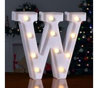 Foaky LED Letter Lights Sign 26 Alphabet Light Up Letters Sign for Night Light Wedding Birthday Party Battery Powered Christmas Lamp Home Bar Decoration (W)