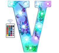 Foaky LED Letter Lights Sign Light Up Unicorn Letters Letter Sign for Night Light Wedding/Birthday Party Battery Powered Christmas Lamp Girls Gifts Home Bar Decoration (V)