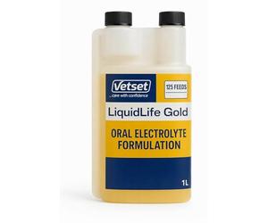 Foal & Calves Electrolyte Solution 1L| Oral Rehydration & Energy Supplement for Calves, Lambs & Pigs | Restores Fluids, Salts & Vitality After Dehydration, Scours or Stress | LiquidLife Gold by VetSet