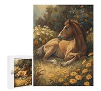 Foal Resting Among Flowers Jigsaw Puzzle, 500 PCS, Relaxing Activity for Adults, A Thoughtful Gift Idea for Adults Who Enjoy Puzzles