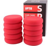 Foam Applicator Pads, SPTA 4 Inch Round Shape Side Pressing Hand Polishing Red Sponge Pads Kit Detailing Buffing Pads for Waxing Polishing Paint Ceramic Glass Cleaning, Pack of 10 -HPWR10