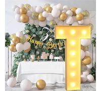 Foam Board LED Marquee Letters, Lighted Large Battery Powered Mosaic Balloon Frame Letter for Home Prom Wedding Birthday Party Christmas Bar(Letter T)